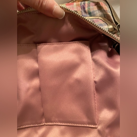 💜HP💜 Retired NWOT Coach Poppy Madras Plaid Sequined Pink Colorful Plaid Metallic - Picture 11 of 17